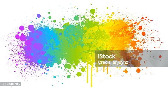istock Rainbow paint splash background 1308501705