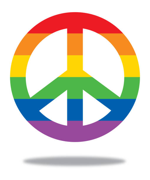 rainbow striped peace symbol - 同性戀自豪標誌 插圖 幅插畫檔、美工圖案、卡通及圖標