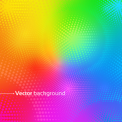 Rainbow vector background with dots.