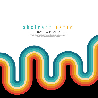 Rainbow wave retro stripes. Vintage striped background. Grunge texture wallpaper. Minimalist style curves vector illustration.