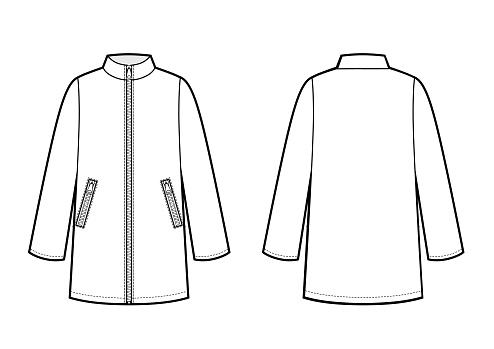 Raincoat female with long sleeves and pockets. vector illustration. fashion sketch vector