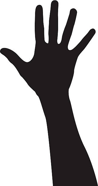 Raised Hand Raised hand with thumb hand silhouettes stock illustrations