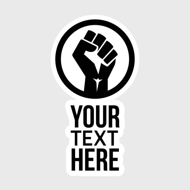 Raised power fist hand on with your text. Protest, rebel, fight - isolated vector illustration vector art illustration