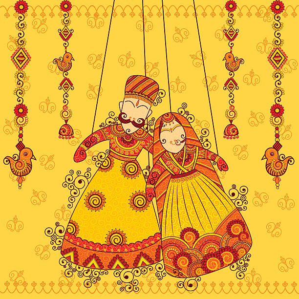 Rajasthani Puppet in Indian art style Vector design of colorful Rajasthani Puppet in Indian art style rajasthan stock illustrations