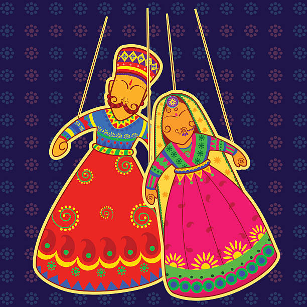Rajasthani Puppet in Indian art style Vector design of colorful Rajasthani Puppet in Indian art style rajasthan stock illustrations