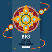raksha bandhan big sale and discounts advertising poster with indian mandala emblems vector illustration graphic design
