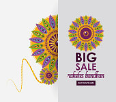 raksha bandhan big sale and discounts advertising poster with indian mandala emblems ,vector illustration.