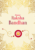 Raksha Bandhan vector background. Rakshabandhan greeting card with rakhi (a talisman or amulet). Hindu festival to symbolize the love between a brother and a sister.