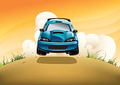 Vector illustration of rally car in action