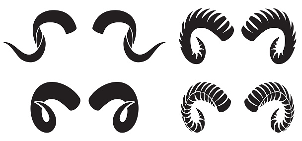 Ram horns - vector icons set