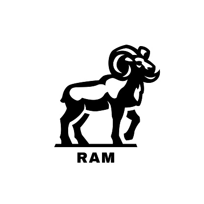 Ram symbol, . Black White style.