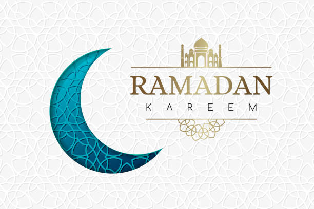 Ramadan background with blue moon and geometric white texture. Ramadan background with blue moon and geometric white texture. ramadan stock illustrations