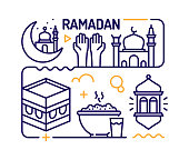 istock Ramadan Concept, Line Style Vector Illustration 1374747958