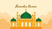Islamic background banner for ramadan iftar eid mubarak cartoon animation vector image design