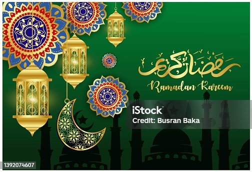 istock ramadan kareem concept banner 3d gold frame arabic window on beautiful background beautiful arabic pattern vector illustration hanging golden crescent moon and paper cut stars at clouds for text 1392074607