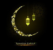 ramadan kareem eid festival crescent and lantern design
