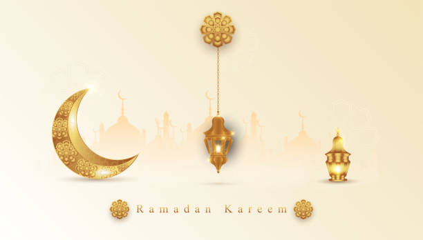 Ramadan Kareem Holy Ramadan Kareem moon. Month of fasting for Muslims. drone borders stock illustrations