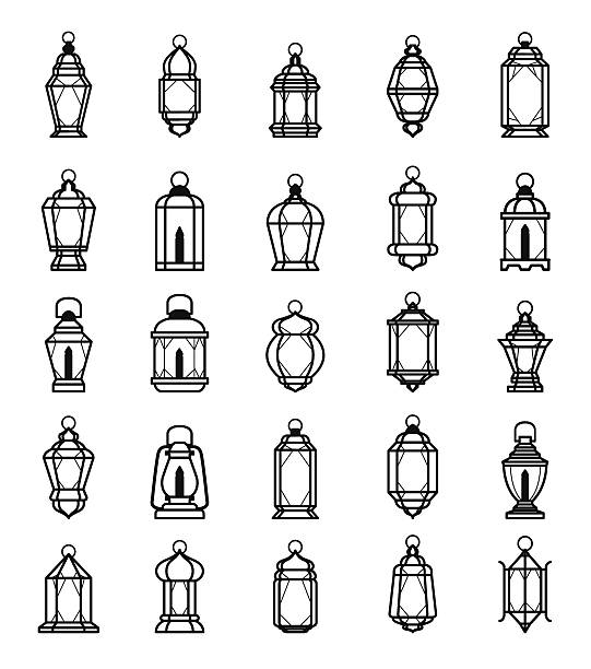 Ramadan Lantern Symbol Monochrome Background Vector Illustration Ramadan Lantern Collection EPS10 File Format fanous stock illustrations