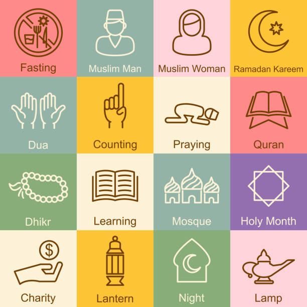 illustrazioni stock, clip art, cartoni animati e icone di tendenza di ramadan sagoma progettazione - paternoster