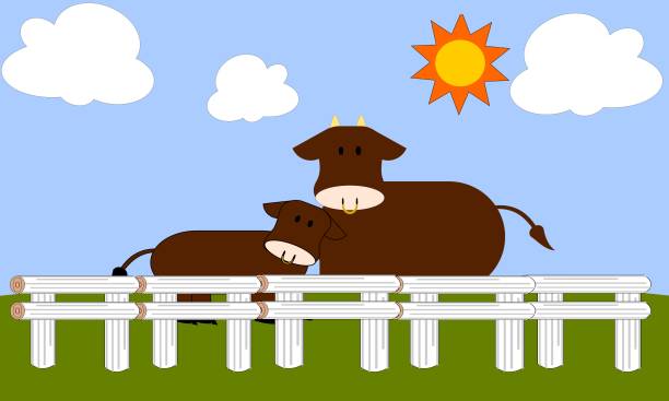 ilustrações, clipart, desenhos animados e ícones de pai e filho de vaca de rancho - gado brasil