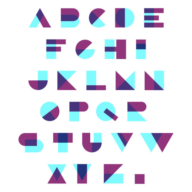 Random Color Alphabet Geometric Shape, Typescript, Alphabet, Mosaic, Neon Color alphabet icons stock illustrations