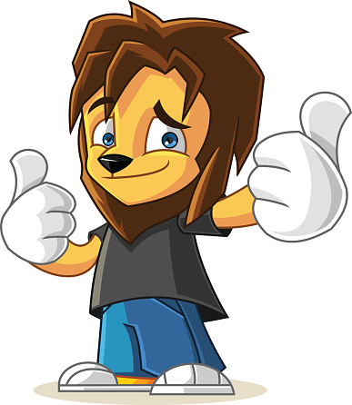 Rapper Lion Mascot Cartoon Vector Illustration Thumbs Up