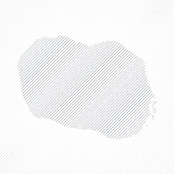 mapa rarotonga zaprojektowana z liniami na białym tle - cook islands stock illustrations