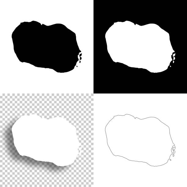 디자인라로통가지도. 빈, 흰색 및 검은색 배경 - 선 아이콘 - cook islands stock illustrations