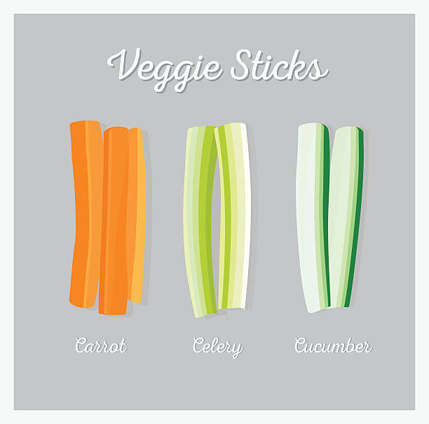 Raw segetable sticks. Raw segetable sticks. Vector illustration, flat lay. celery stock illustrations