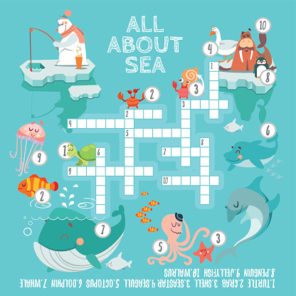 Ready crossword game about sea creatures