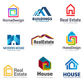 Real Estate and Building icon set. Vector house icon template