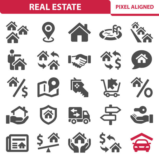 Real Estate Icons Professional, pixel perfect icons, EPS 10 format. house symbols stock illustrations
