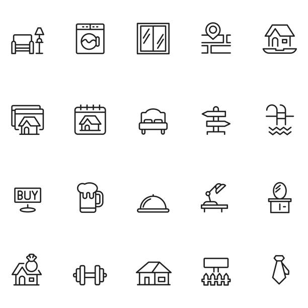 Real estate icons Real estate icons window symbols stock illustrations