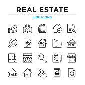 Real estate line icons set. Modern outline elements, graphic design concepts. Stroke, linear style. Simple symbols collection. Vector line icons