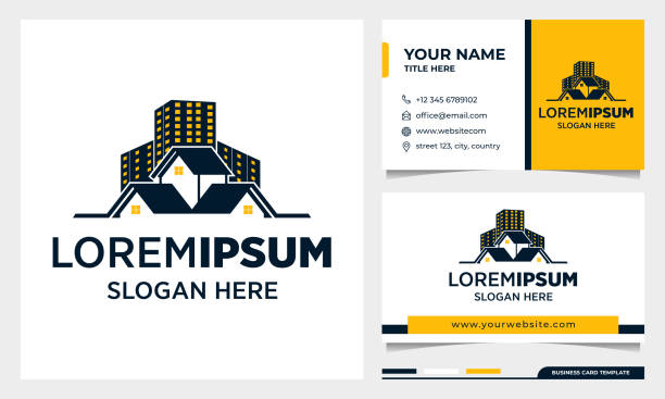 Real estate Logo Design, Architecture Building Template Real estate Logo Design, Architecture Building with business card Template roofing business card stock illustrations