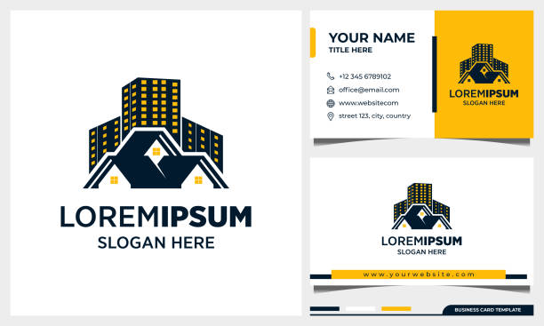 Real estate Logo Design, Architecture Building with business card Template Real estate Logo Design, Architecture Building with business card Template roofing business card stock illustrations