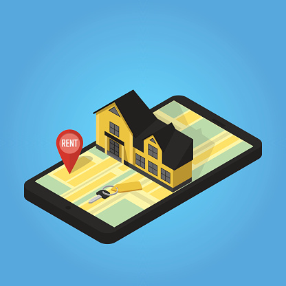 Real estate online searching isometric flat