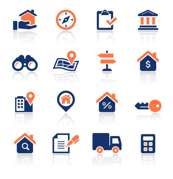 недвижимость два цвета иконки установить - mortgage stock illustrations