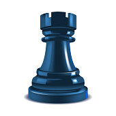 Realistic 3d Chess Rook Closeup View Gaming Figure for Strategic Business Game or Hobby Leisure. Vector illustration of Tower Shape Chessboard