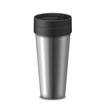 Realistic 3d Detailed Tumbler Thermos Cup Warm Drink for Travel. Vector illustration of Stainless Bottle Mug