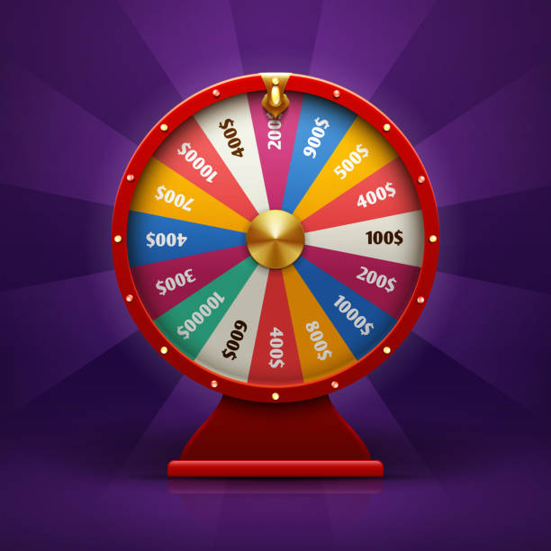 Realistic 3d spinning fortune wheel, lucky roulette vector illustration Realistic 3d spinning fortune wheel, lucky roulette vector illustration. Round wheel fortune, lucky gamble spin wheel game spinning stock illustrations