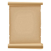 Realistic ancient opened scroll of papyrus . Vector