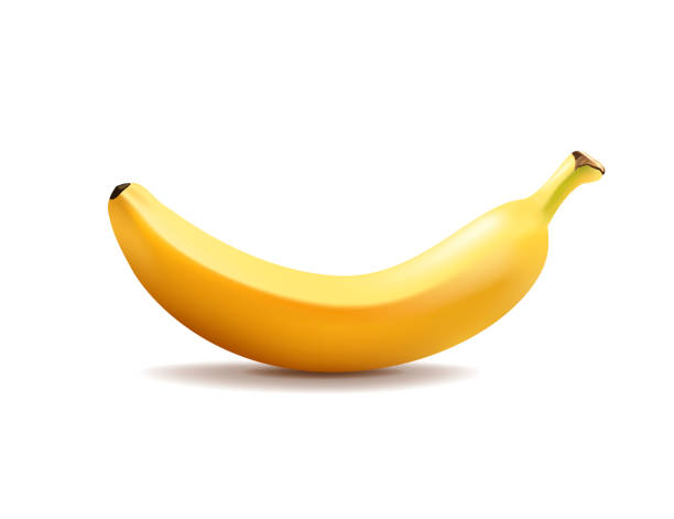 realistische banane auf weißem hintergrund - banane stock-grafiken, -clipart, -cartoons und -symbole