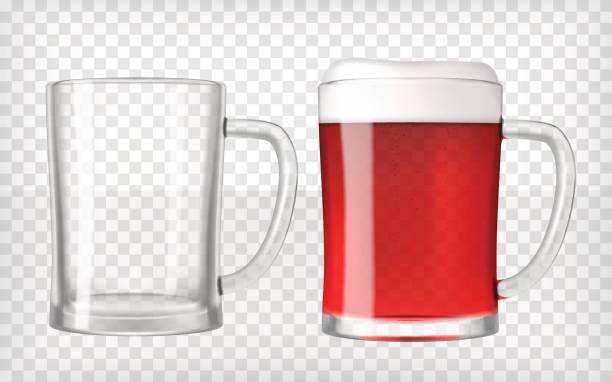 現実的なビールグラス - 赤いビール、ジョッキが空 - ビールジョッキ点のイラスト素材／クリップアート素材／マンガ素材／アイコン素材