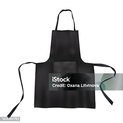 istock Realistic black blank apron mock up with fabric texture isolated from background 1414107792