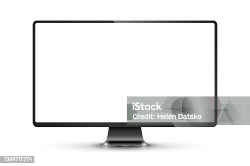 istock Realistic black modern thin frame display computer monitor vector illustration. PNG 1309717274