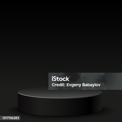 istock Realistic black studio, dark podium with glow - Vector 1317106283