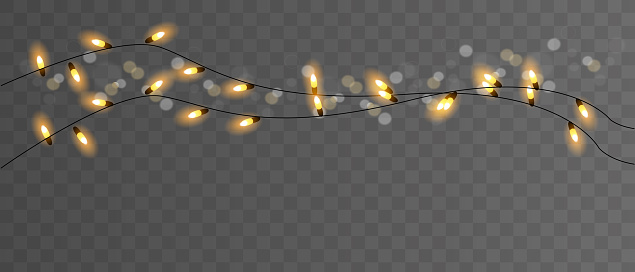 Realistic Christmas garland on a transparent background. Vector