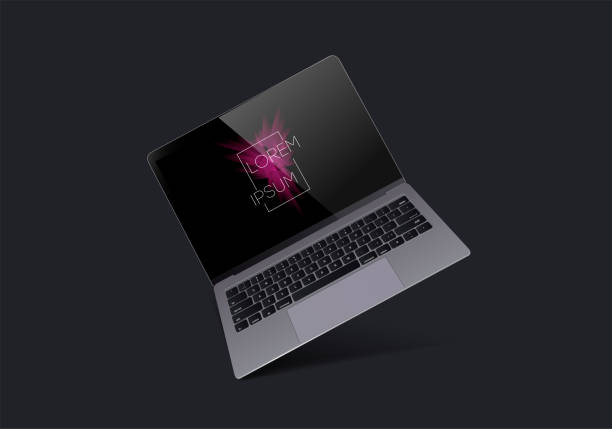 Realistic dark grey with blank screen laptop. Can use for project, presentation Realistic dark grey with blank screen laptop. laptop backgrounds stock illustrations