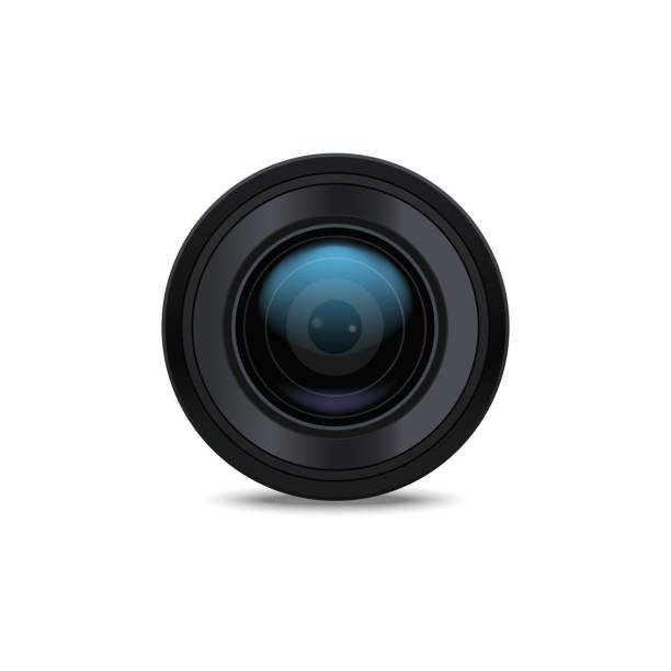 gerçekçi detaylı 3d kamera lens. vektör - lens stock illustrations